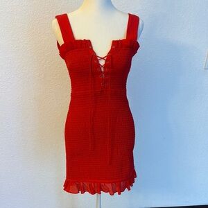 Red Ruffled Mermaid Mini Dress